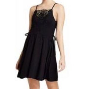 Spaghetti strap black lace dress